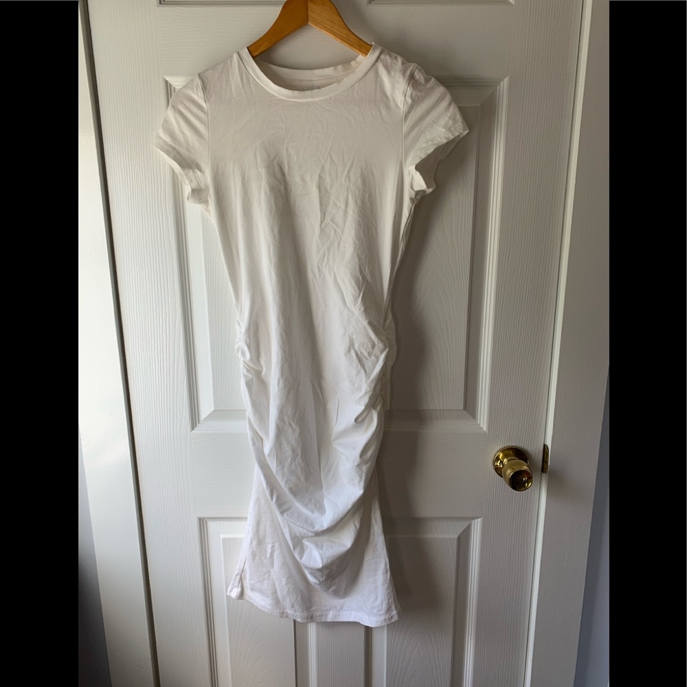 Strettttttchy white ruched dress
